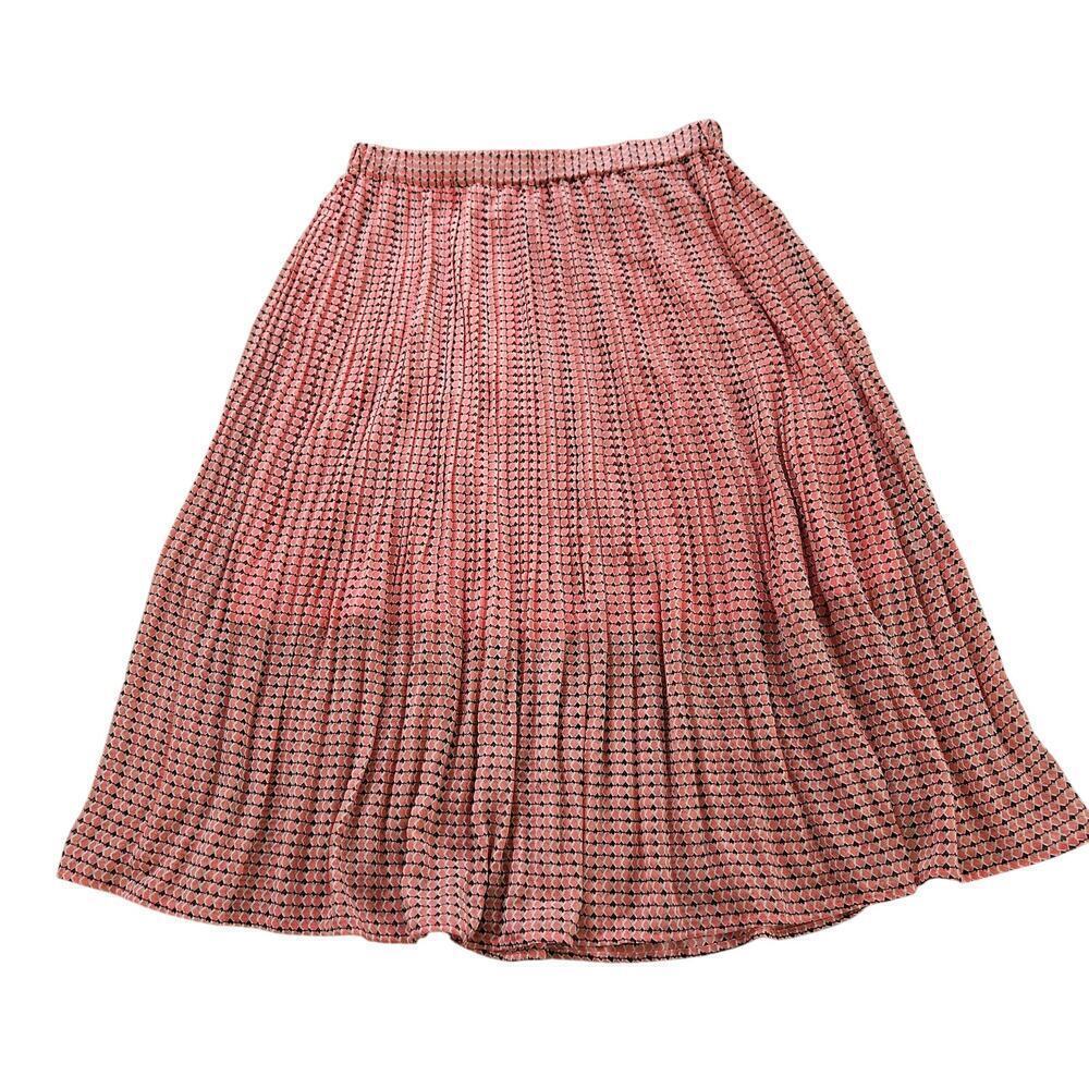 Banana Republic Orange Black Pleated Geometric Modern Midi Skirt Size Medium